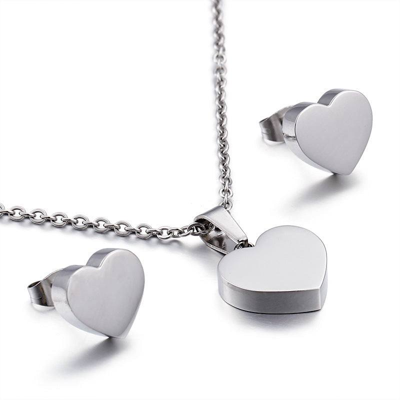 Fashion Heart Pendant Earrings Jewelry Set