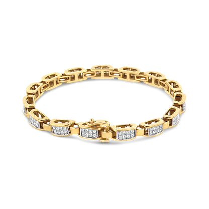 14K Yellow Gold 2 1/2 Cttw Princess-Cut Diamond Link Tennis Bracelet (H-I Color, SI2-I1 Clarity) - 7.25