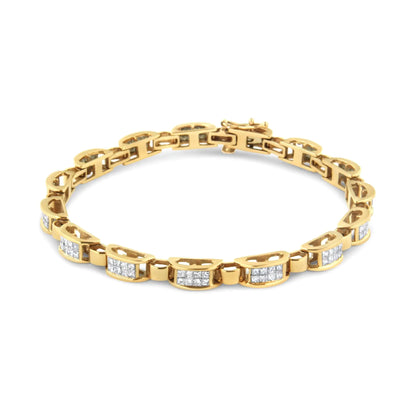 14K Yellow Gold 2 1/2 Cttw Princess-Cut Diamond Link Tennis Bracelet (H-I Color, SI2-I1 Clarity) - 7.25