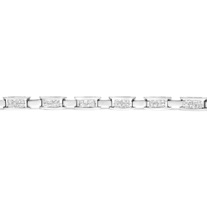 14K White Gold 2.0 Cttw Princess Cut Invisible Set Diamond Rectangular Link Bracelet (I-J Color, I1-I2 Clarity) - 7.25