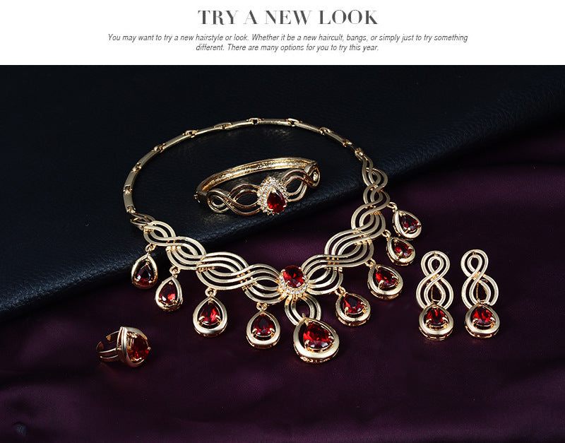 Set Jewelry Fashion Gems Necklace